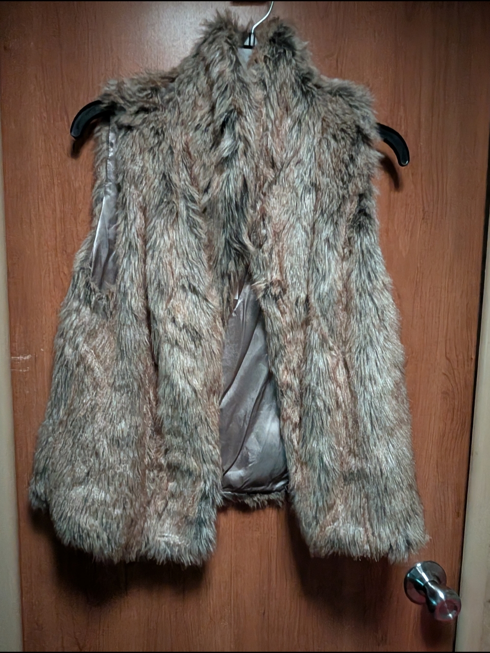 BCBGeneration Faux Fur Vest in Taupe Brown